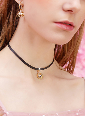 韩国choker罗盘项链女款