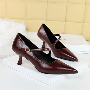 6cm 斜带搭扣酒杯跟显瘦女单鞋 BIGTREE时尚 宴会高跟鞋