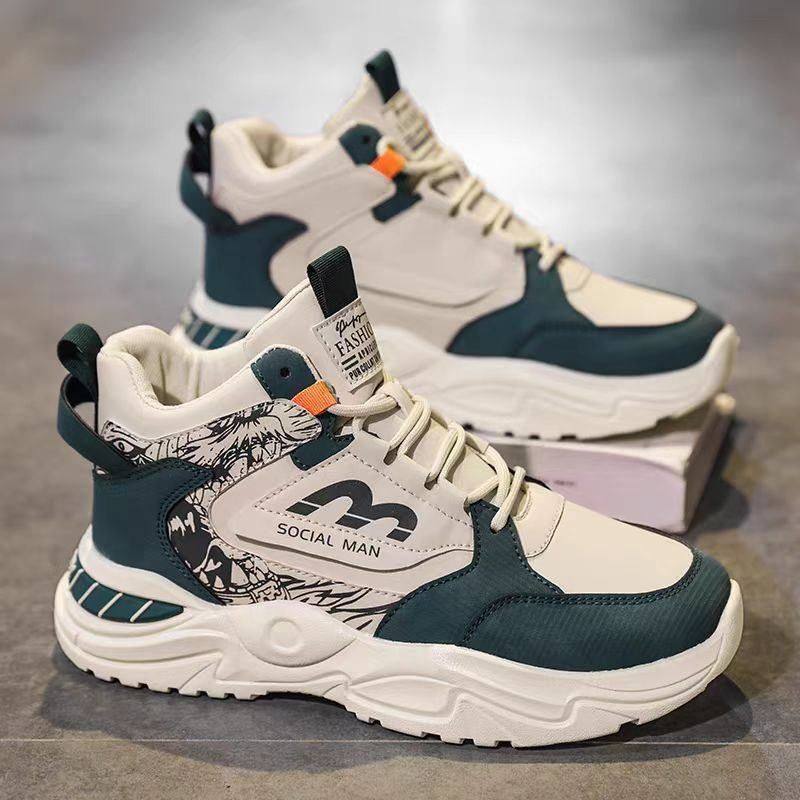 鞋子男潮鞋2025新款冬季高帮跑步运动鞋青少年潮牌百搭增高老爹鞋
