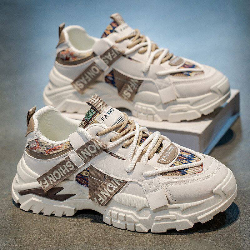 网红爆款男鞋冬季2025新款网面运动鞋青少年潮牌百搭增高老爹潮鞋