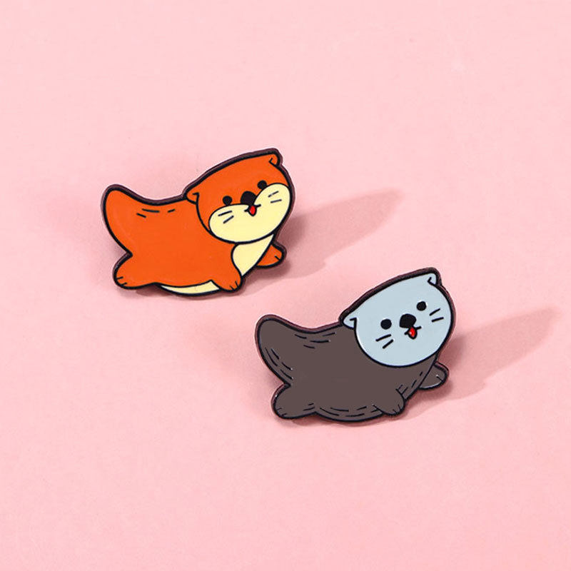 猫咪水獭可爱卡通胸针徽章小动物书包装饰品学生礼品衣服装饰胸章