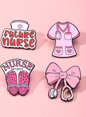 护士节主题胸针future nurse听诊器蝴蝶结金属徽章医疗系列装饰品