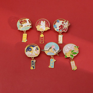 祈福好运良缘招财金属徽章中国古风平安御守文艺祝福个性装饰胸针