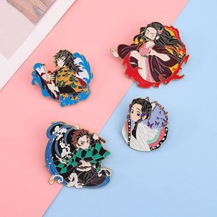 鬼灭之刃周边卡通胸针女蝴蝶忍富冈义勇吧唧徽章金属书包挂件别针