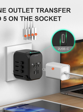 旅行充电器USB带Type C插座美规欧规英规澳规3092A2C多功能充电