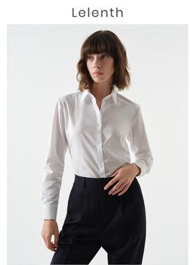 莱伦通勤白色衬衫女秋季修身商务正装工作服长袖气质职业打底衬衣
