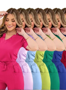 速卖通TOP洗手衣套装 夏手术外科洗手服 女短袖刷手美容工作服