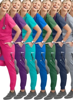 出口洗手衣分体套装短袖 刷手衣女宠物美容医生工作服 医护护理服