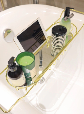 本心本来浴缸置物架卫生间多功能泡澡手机架可伸缩收纳架欧式轻奢