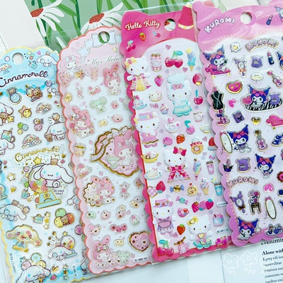 三丽鸥水晶闪亮滴胶贴纸贴画hellokitty美乐蒂大耳狗玉桂狗库洛米
