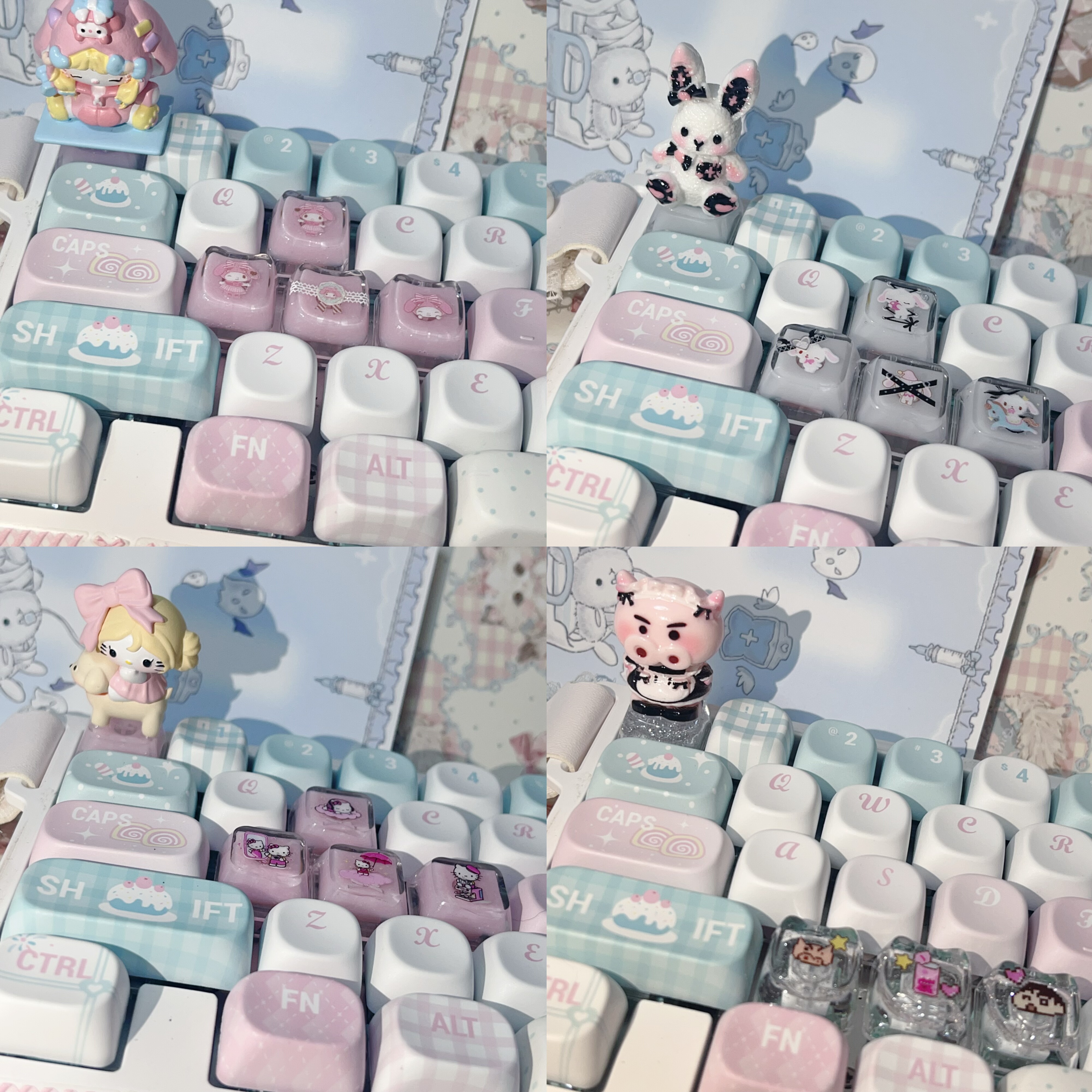三丽鸥键帽手作个性键帽kt蜡笔小新手作键帽原厂xda手作键帽可爱