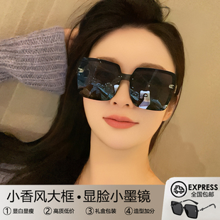 小香风2025新款 高级感大框显脸小女士防紫外线偏光太阳镜 墨镜女款