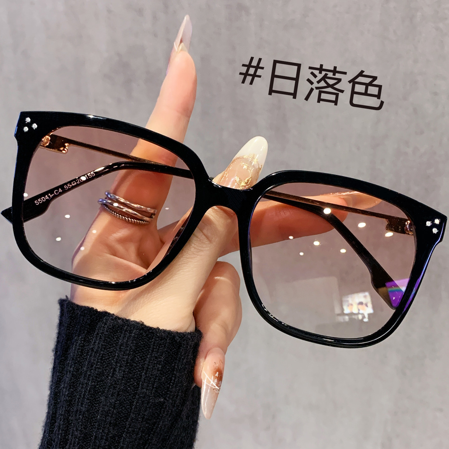 大框浅色墨镜男款大脸高级感太阳眼镜女防紫外线可配近视带有度数