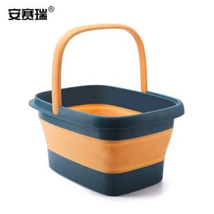 安赛瑞水桶硅胶折叠方形拖把水桶户外车载野营便携钓鱼桶蓝色7115