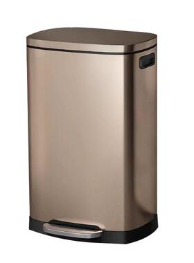50升不锈钢垃圾桶大号方形脚踏式垃圾桶42.5*35.5*67.3cm香槟色