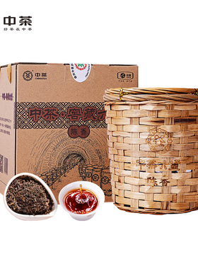 中茶广西梧州窖藏陈香六堡茶黑茶散茶箩筐装500g过年送礼茶叶礼盒