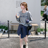 格子拼接卫衣套装裙女2025春季新款小个子减龄不规则半身裙两件套，女装套装/套裙，象礼