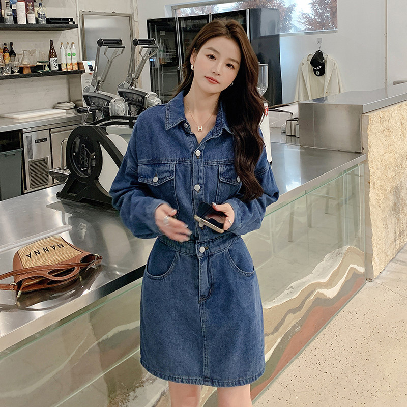 设计感法式独特牛仔连衣裙女2025秋装爆款小个子显瘦长袖连身裙子,女装连衣裙,浙宝131