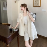 御姐风短袖西装套装女2025夏季新款高级感薄款休闲阔腿短裤两件套，女装套装/套裙，象礼