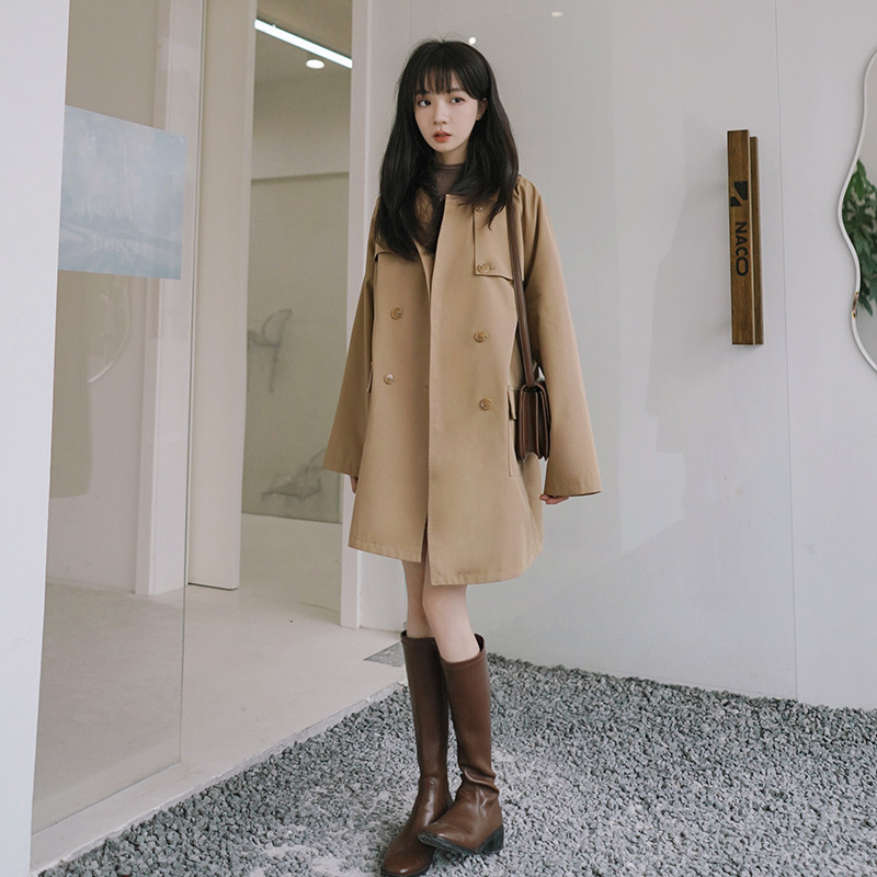 今年流行法式中长款风衣女小个子2025春秋新款高级感气质垂感外套,女装短外套,浙宝131