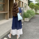 【新款】拼接格子连衣裙131-7299P125K188，女装连衣裙，象礼
