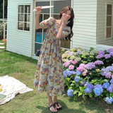 2024年夏季新款法式收腰复古油画小碎花吊带连衣裙女度假风长裙潮，女装连衣裙，象礼