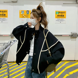 黑色休闲棒球服外套女2025年秋季新款韩版学院风宽松百搭夹克上衣，女装短外套，浙宝131