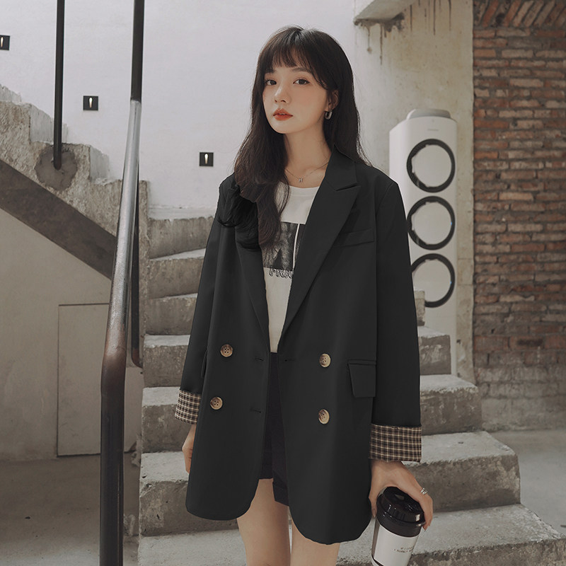 chic韩版宽松高级感卡其色西装外套女小个子2025春秋新款西服上衣,女装西装,浙宝131