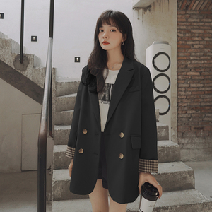 chic韩版宽松高级感卡其色西装外套女小个子2025春秋新款西服上衣图片