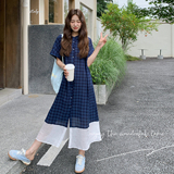 【新款】拼接格子连衣裙131-7299P125K188，女装连衣裙，象礼