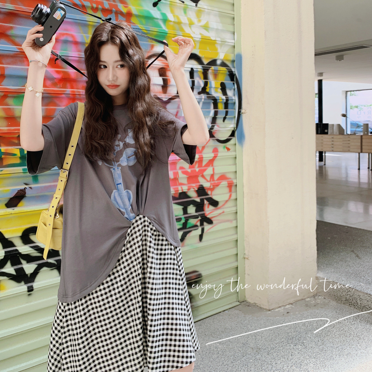 学院风假两件拼接连衣裙女2025夏季新款设计感减龄小个子T恤裙潮图片