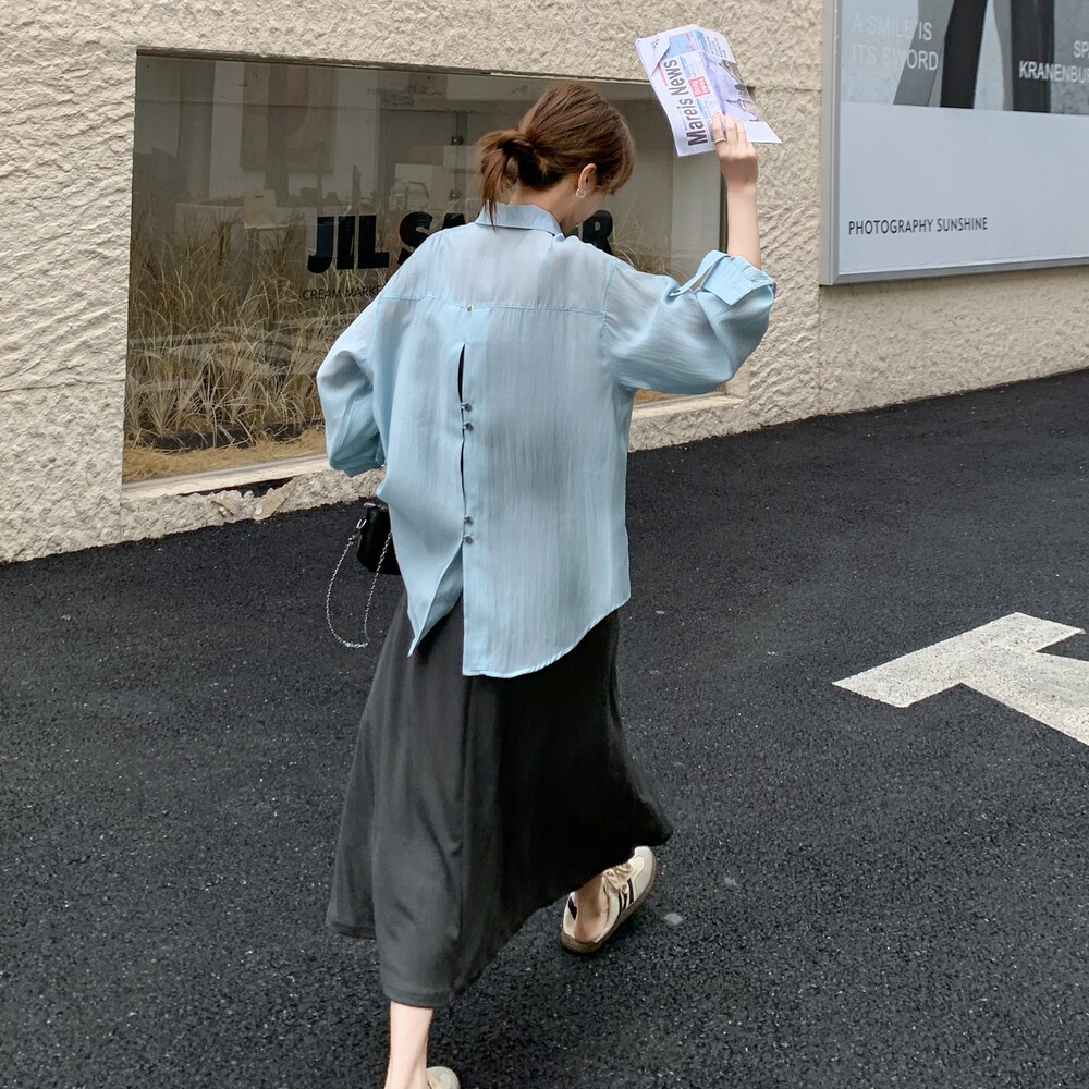 灰色法式吊带连衣裙套装女2025夏季新款设计感气质防晒衬衫两件套,女装套装/套裙,浙宝131
