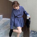 现货！新品格纹长袖连衣裙送腰带131-7067P135K198，女装连衣裙，浙宝131