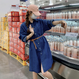 高级感复古港风牛仔长袖连衣裙女小个子2025春秋新款显瘦衬衫裙子，女装连衣裙，浙宝131