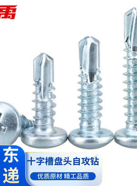 冰禹BYJZ-1265蓝白锌十字槽盘头自攻钻尾螺钉GB15856.1圆头燕尾钉