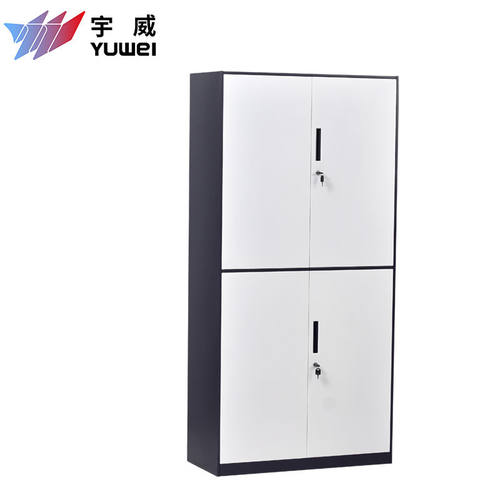 宇威文件柜办公柜拆装套色窄边资料柜通双节柜灰白加厚