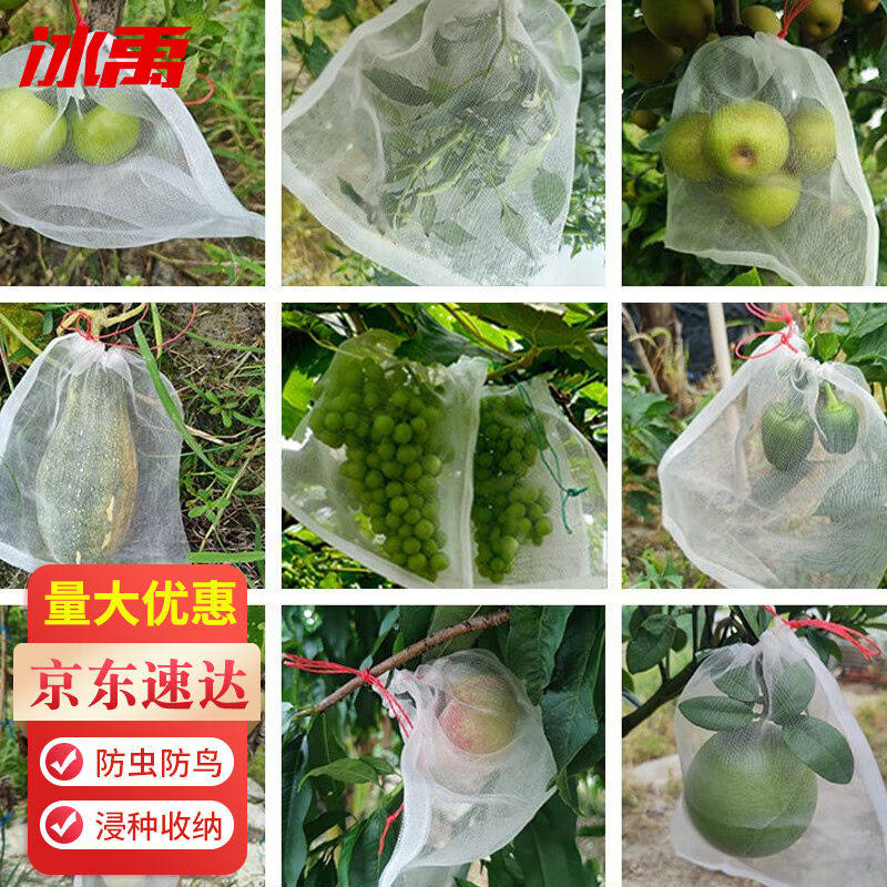冰禹防虫网袋套袋(100个)瓜果防果蝇防鸟浸种袋葡萄果树水果纱网