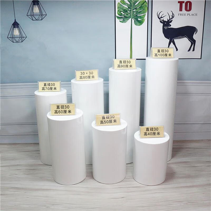 唐辑圆形展示台模特道具底座圆柱型展示柜台陈列架立柱直径30高60