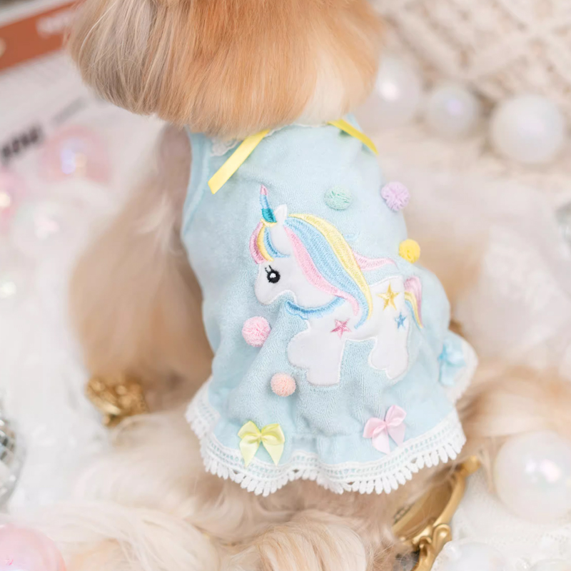 Junior pie宠物衣服jp独角兽小吊带宠物T恤小型犬奶萌衣服西施