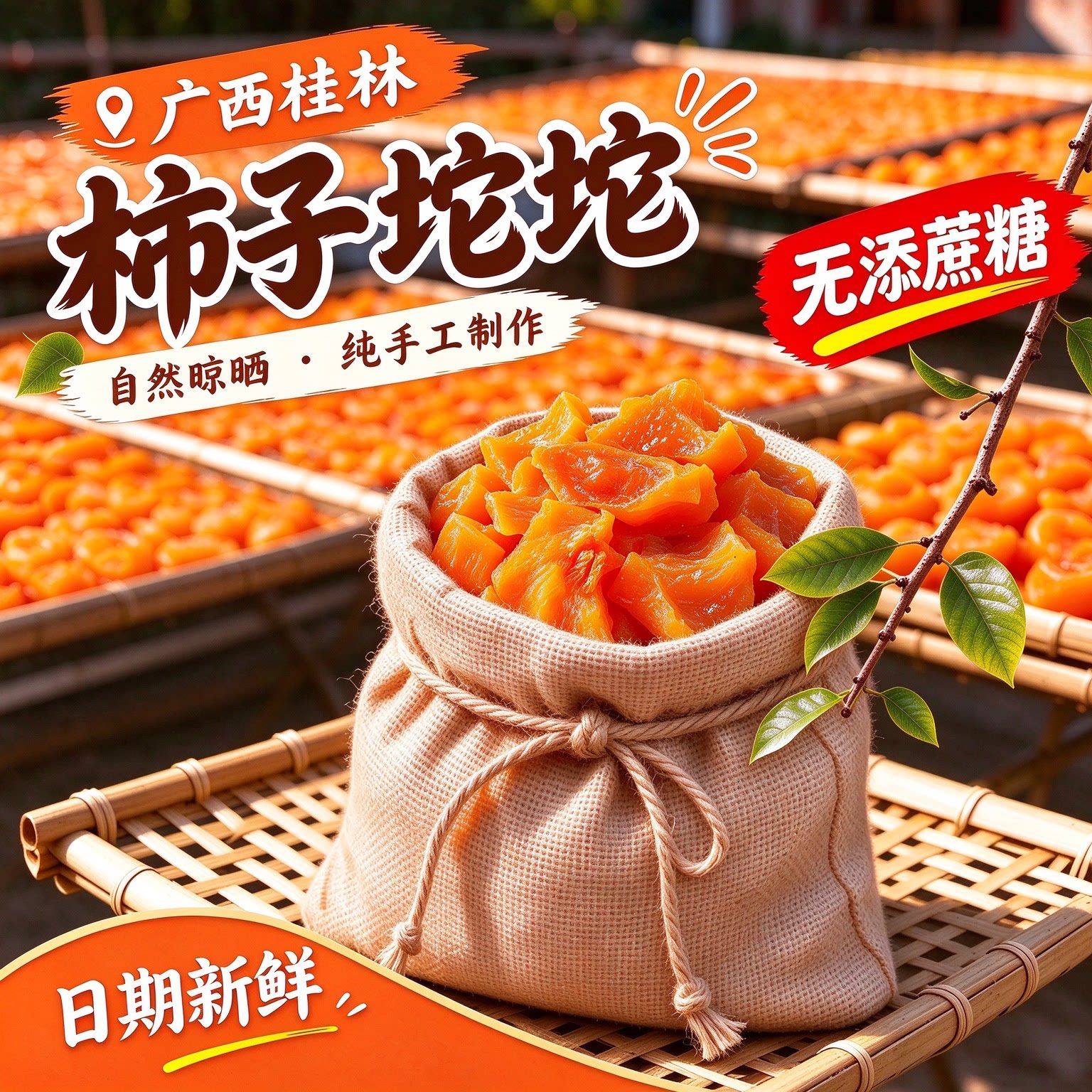 柿子坨坨广西特级新货柿饼正宗流心柿子丁桂林吊柿软糯流心果脯干