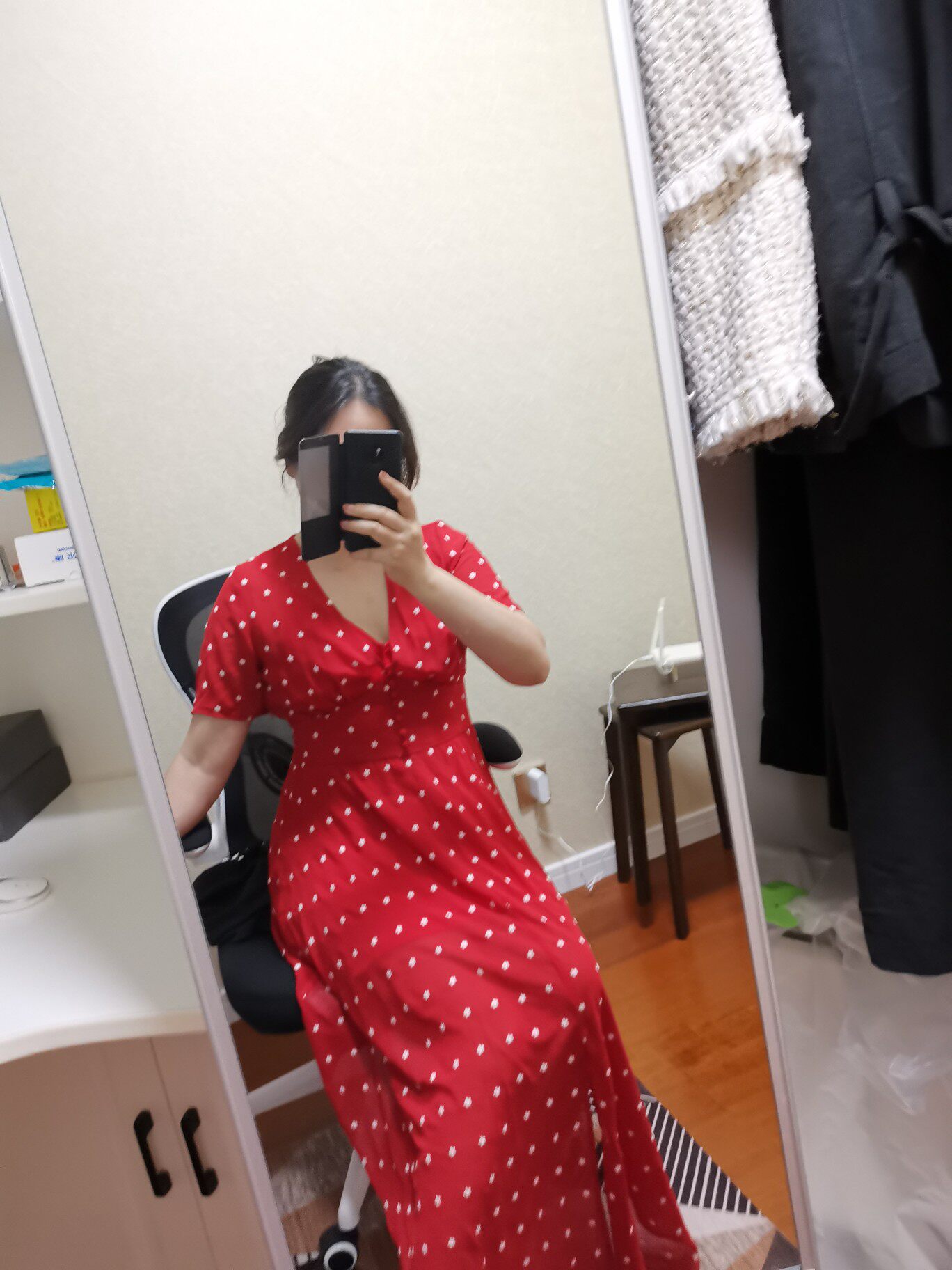 包邮连衣裙2020V领短袖收腰圆点长裙女MFPRO01139