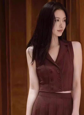 SIVOS  2023季法式复古无袖针织衫马甲上衣女SFPCA00826