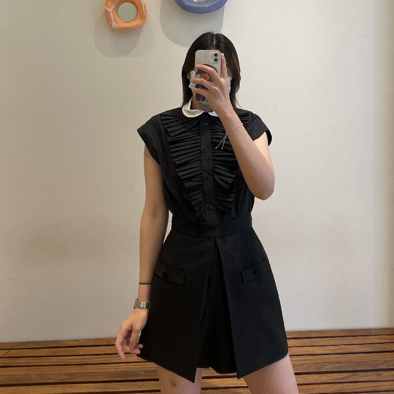 2021法式文艺撞色彼得潘领花边衬衫SFPCM00500