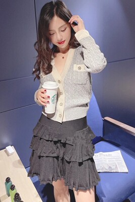 2021少女感高腰褶皱叠层蛋糕半身裙SFPJU00544