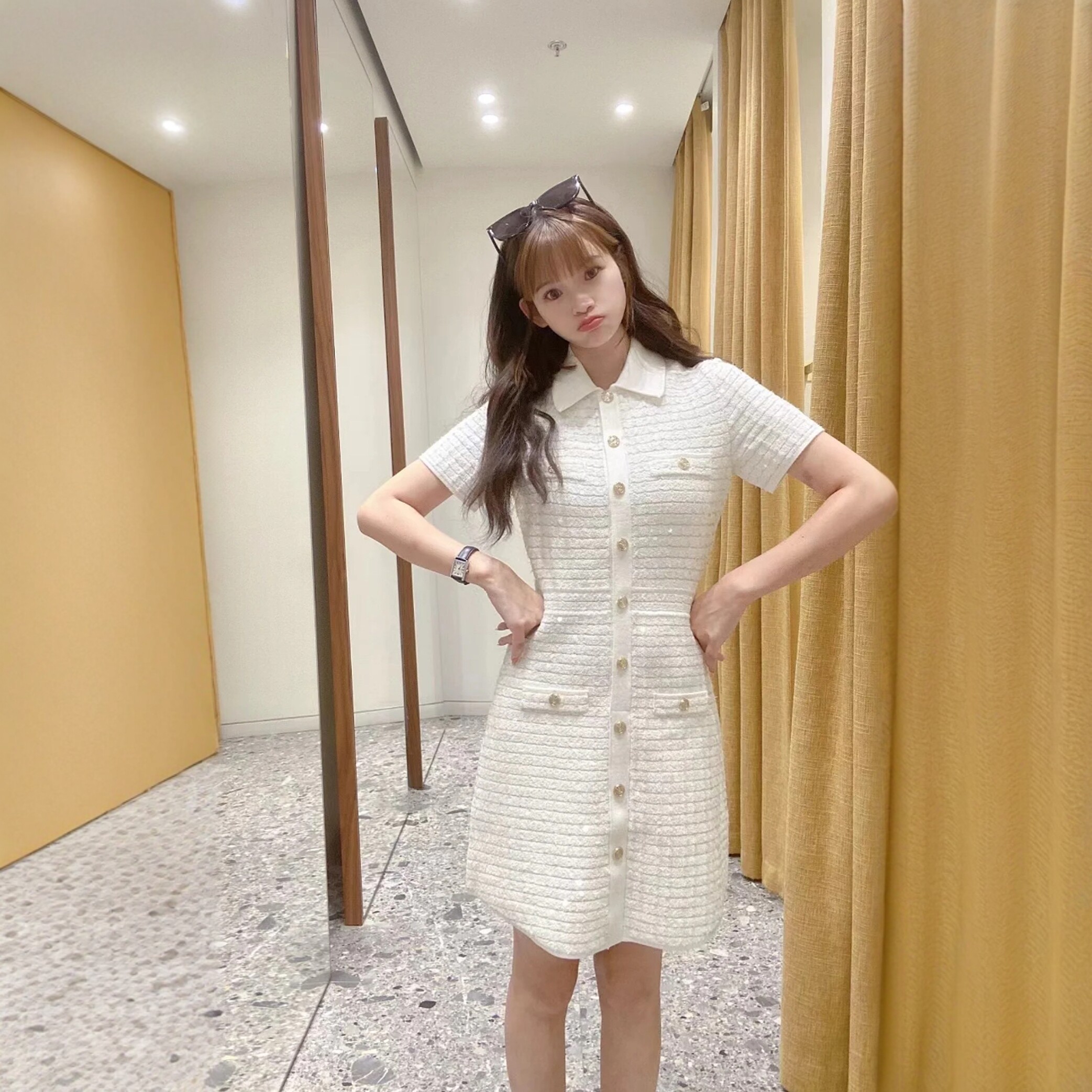 2024秋冬新款女装高知风穿搭短袖亮片针织连衣裙MFPRO03825