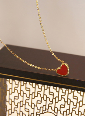 钛钢不褪色双面爱心项链