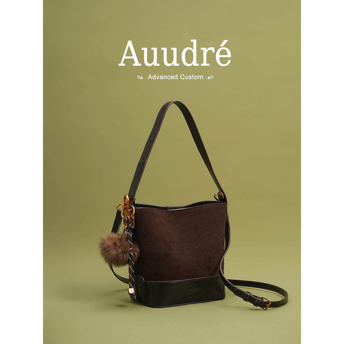 天锚国际高级质感复古麂皮手提水桶包包女式2026新款秋冬通勤斜挎,箱包皮具/热销女包/男包,腋下包,淘宝优惠券,粉丝福利购,淘宝优惠卷