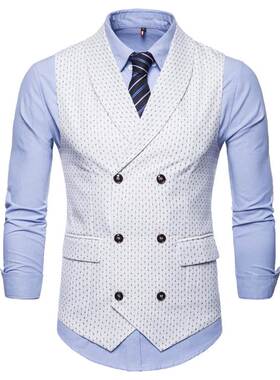 外贸西装小马甲无袖坎肩个性西装马甲男款商务休闲青果领马夹