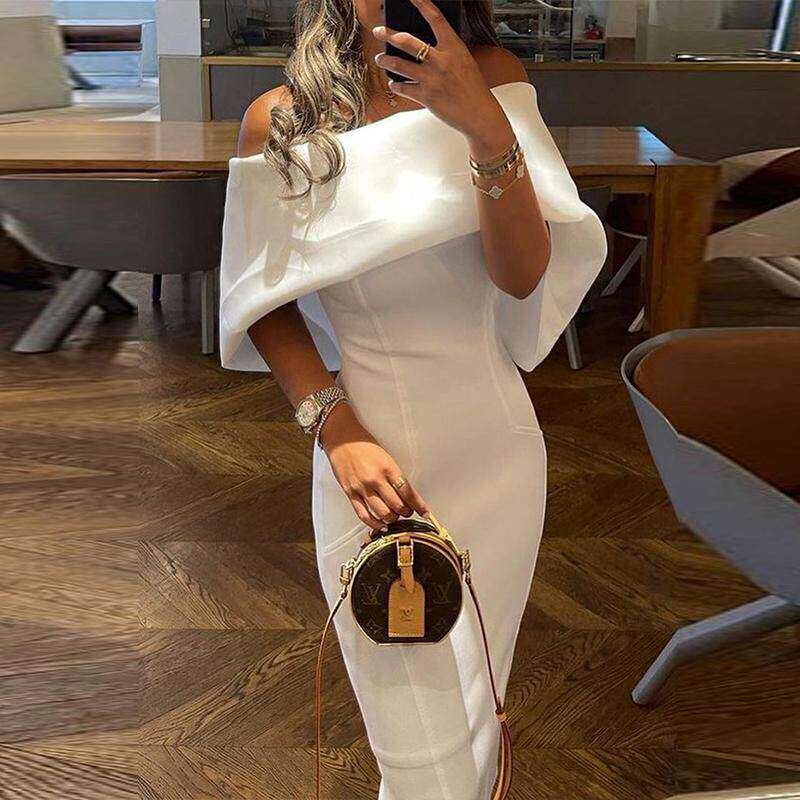 Skinny Party Dress Autumn Fashion Back Bow Dress包臀连衣裙