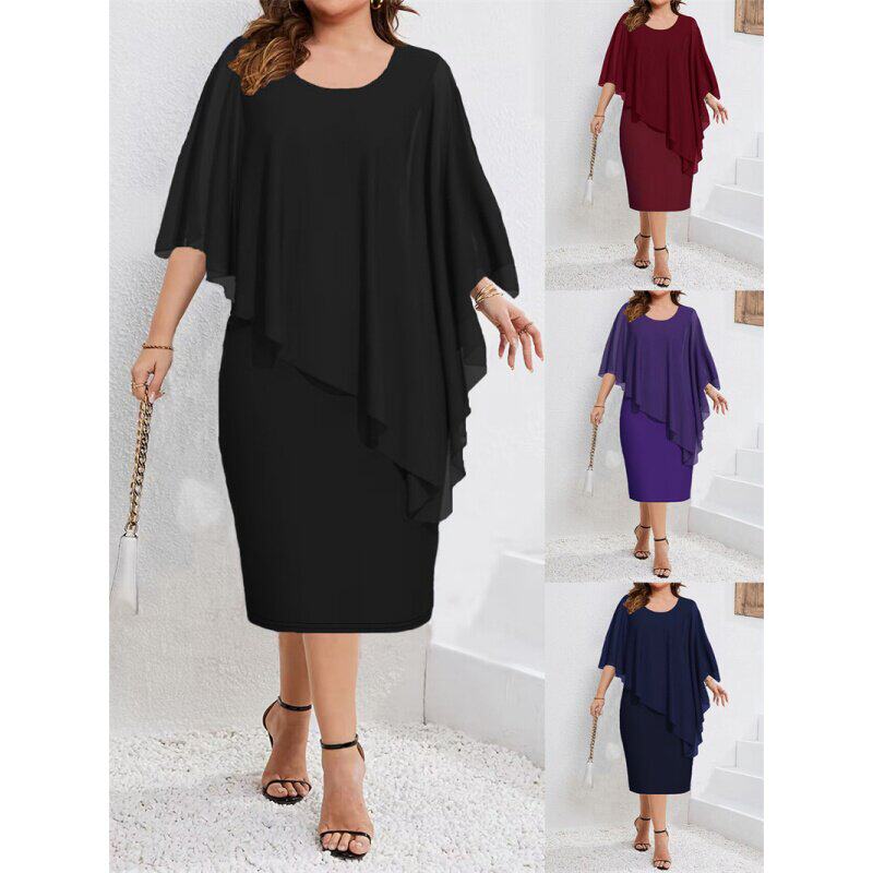XL-5XL women dress ladies skirt春夏无袖雪纺披肩包臀大码女裙